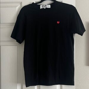 Comme des Garcons PLAY Black Tee with Red Emblem